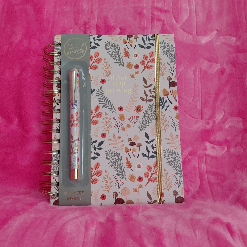 Floral Spiral Notebook with Pen